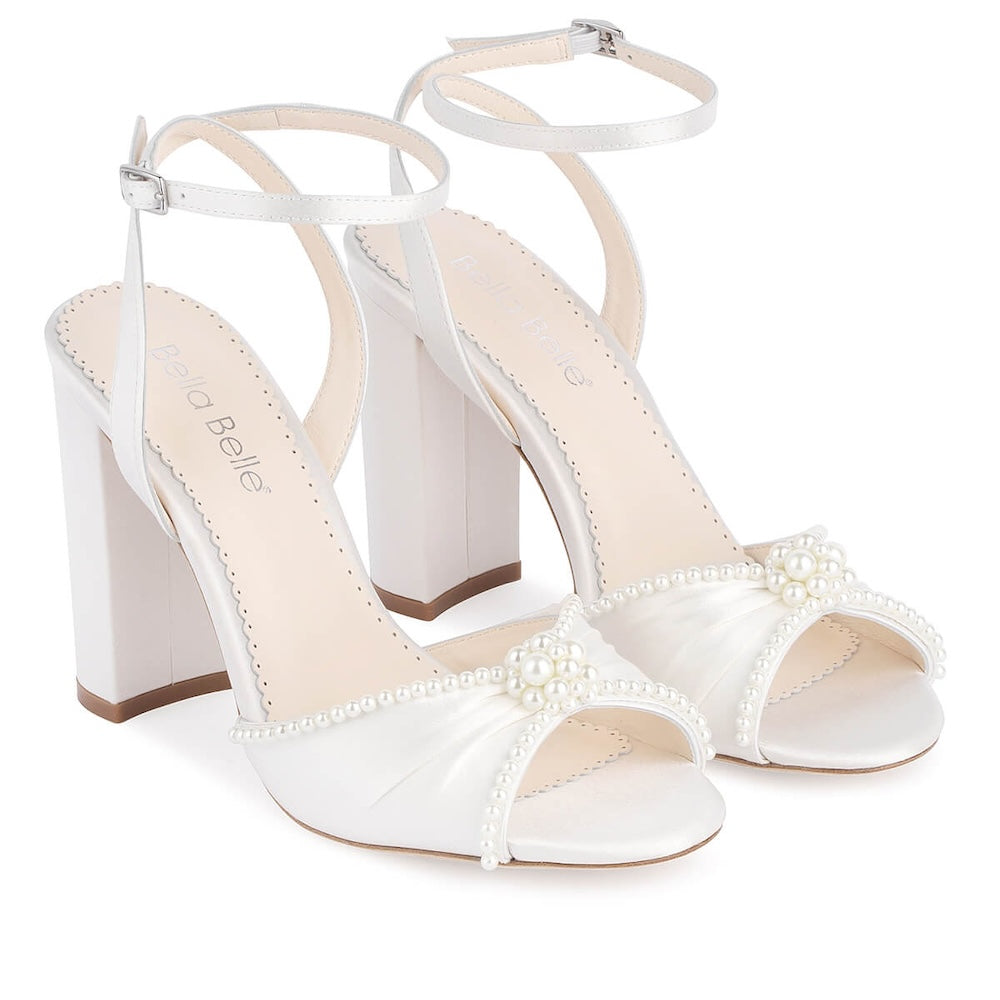 Block heel peep toe wedding shoes best sale