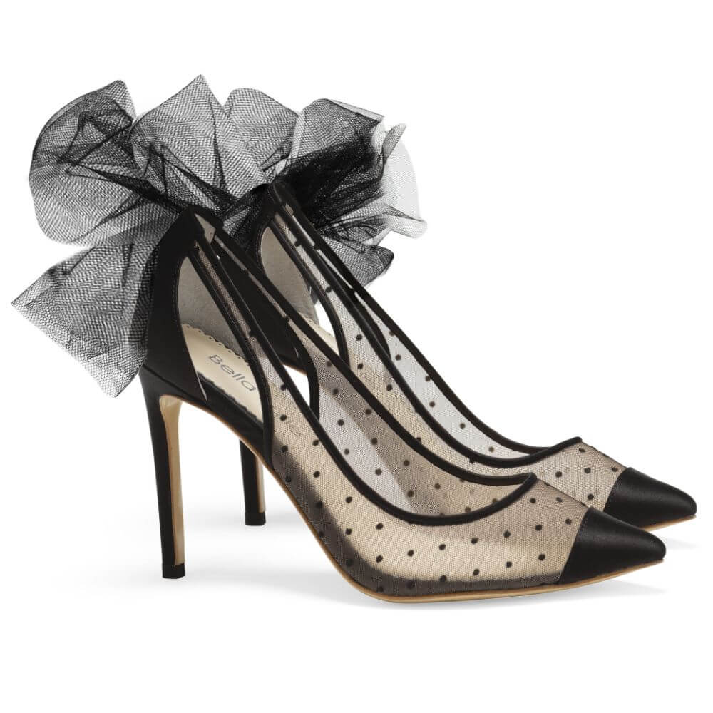 Black Evening Shoes Strappy Heels With Removable Silver 