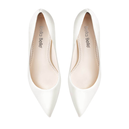 Bella Belle Diana 3 Inch White Silk Bridal Pumps