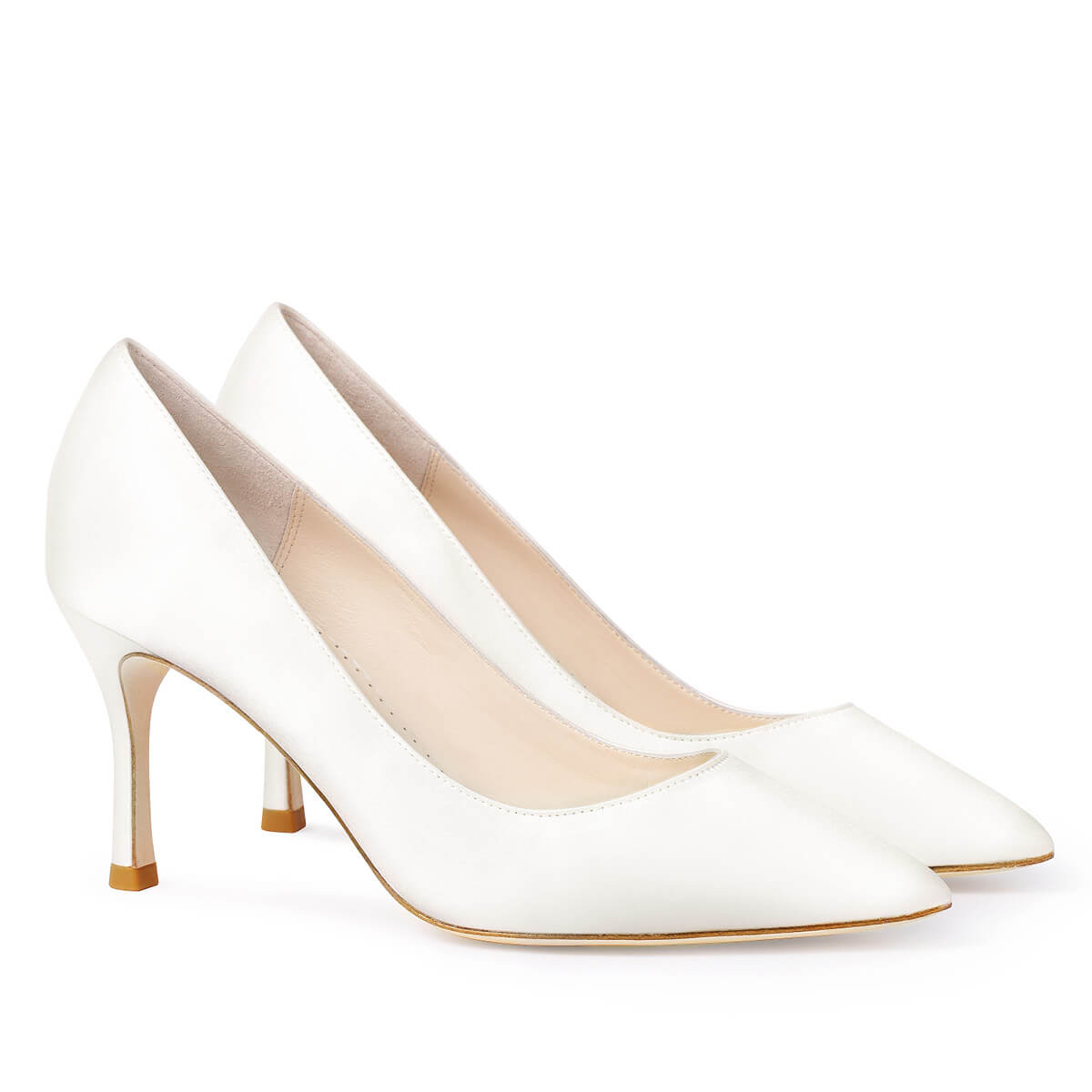 Bella Belle Diana 3 Inch White Silk Bridal Pumps