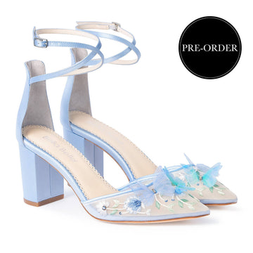 Bella belle eliza blue butterfly block heels