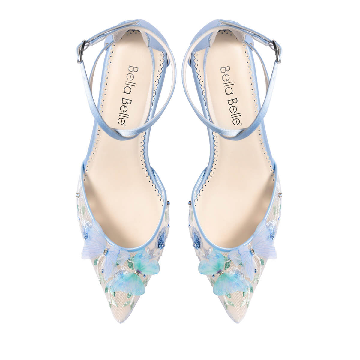 Bella belle eliza blue butterfly block heels