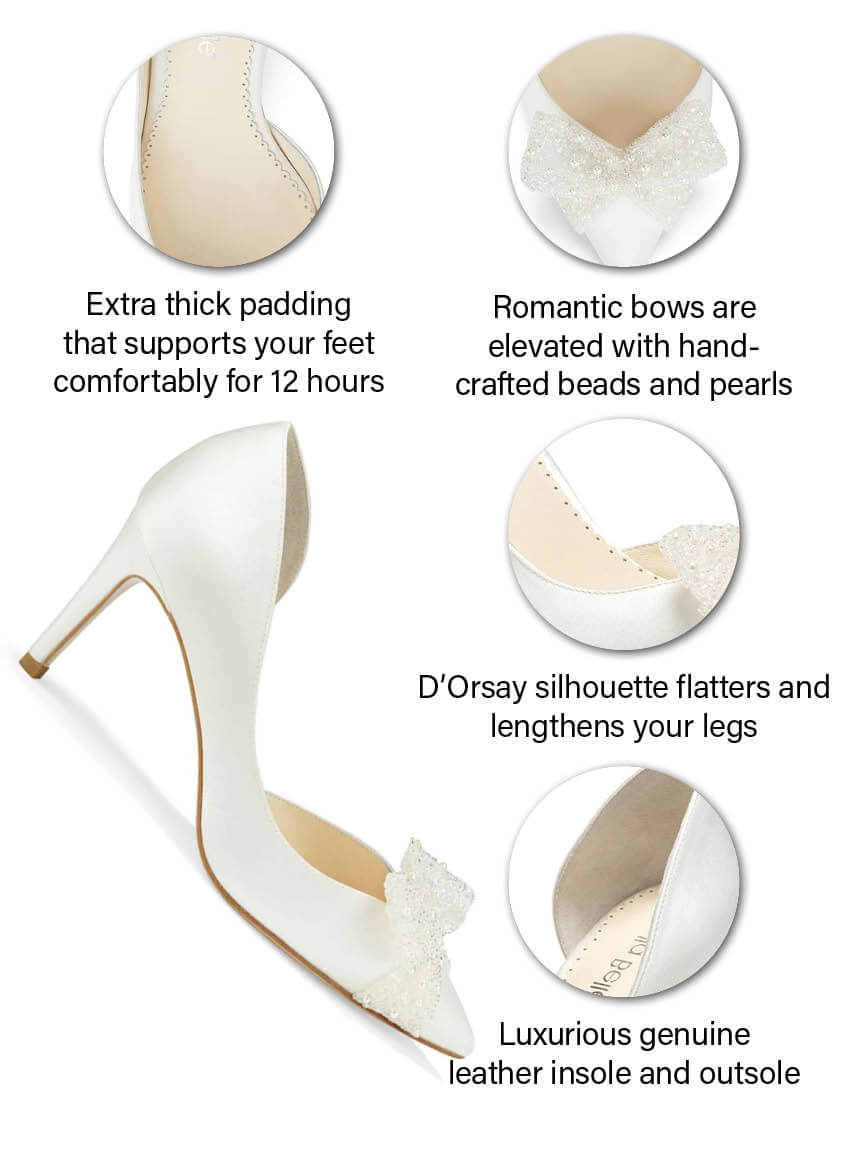 Ivory D'Orsay Wedding Heels with Bow