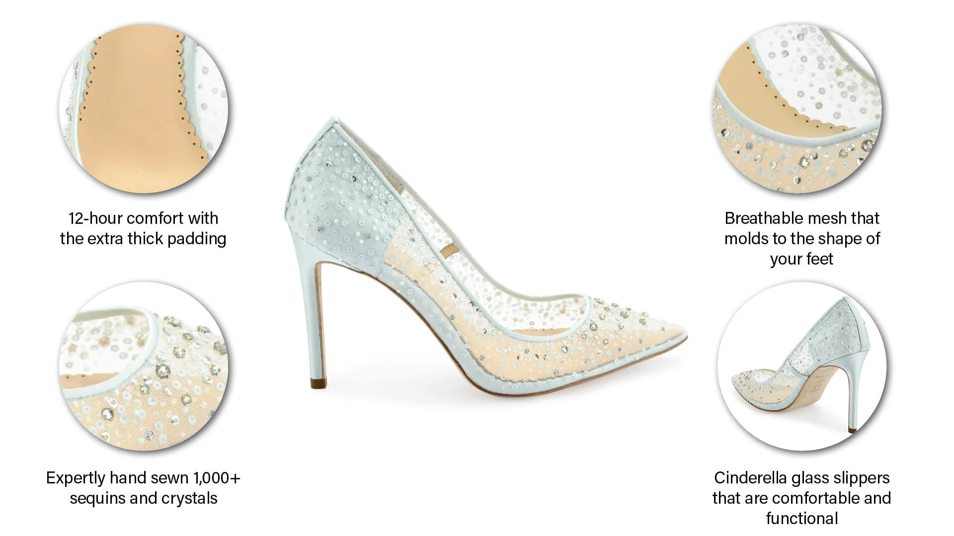 Elsa Cinderella Blue Sequin Pumps - Wedding or Evening Wear