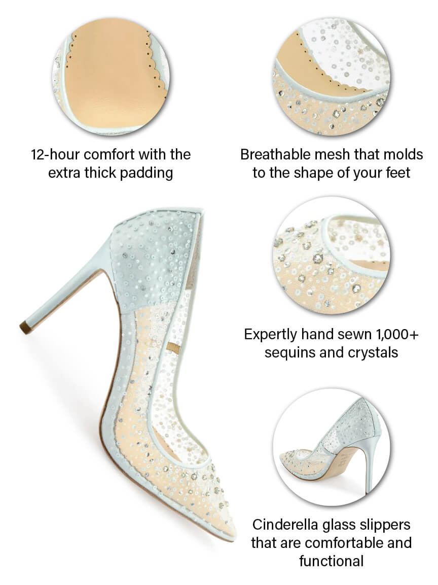 Elsa Cinderella Blue Sequin Pumps - Wedding or Evening Wear