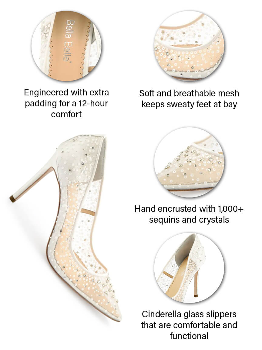 Elsa Ivory Sequin Heels - Glitter Shoes for Wedding