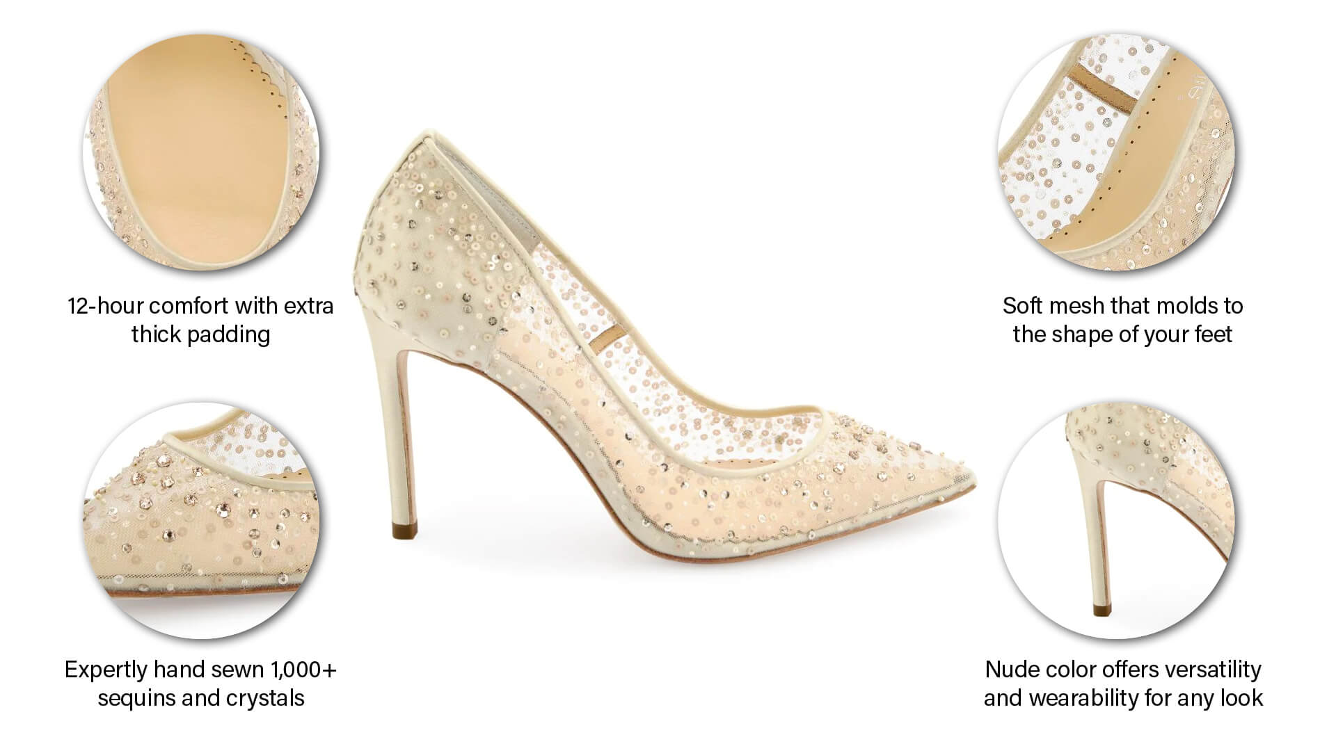 Elsa Crystal Embellished Nude Sparkly Heels | Bella Belle