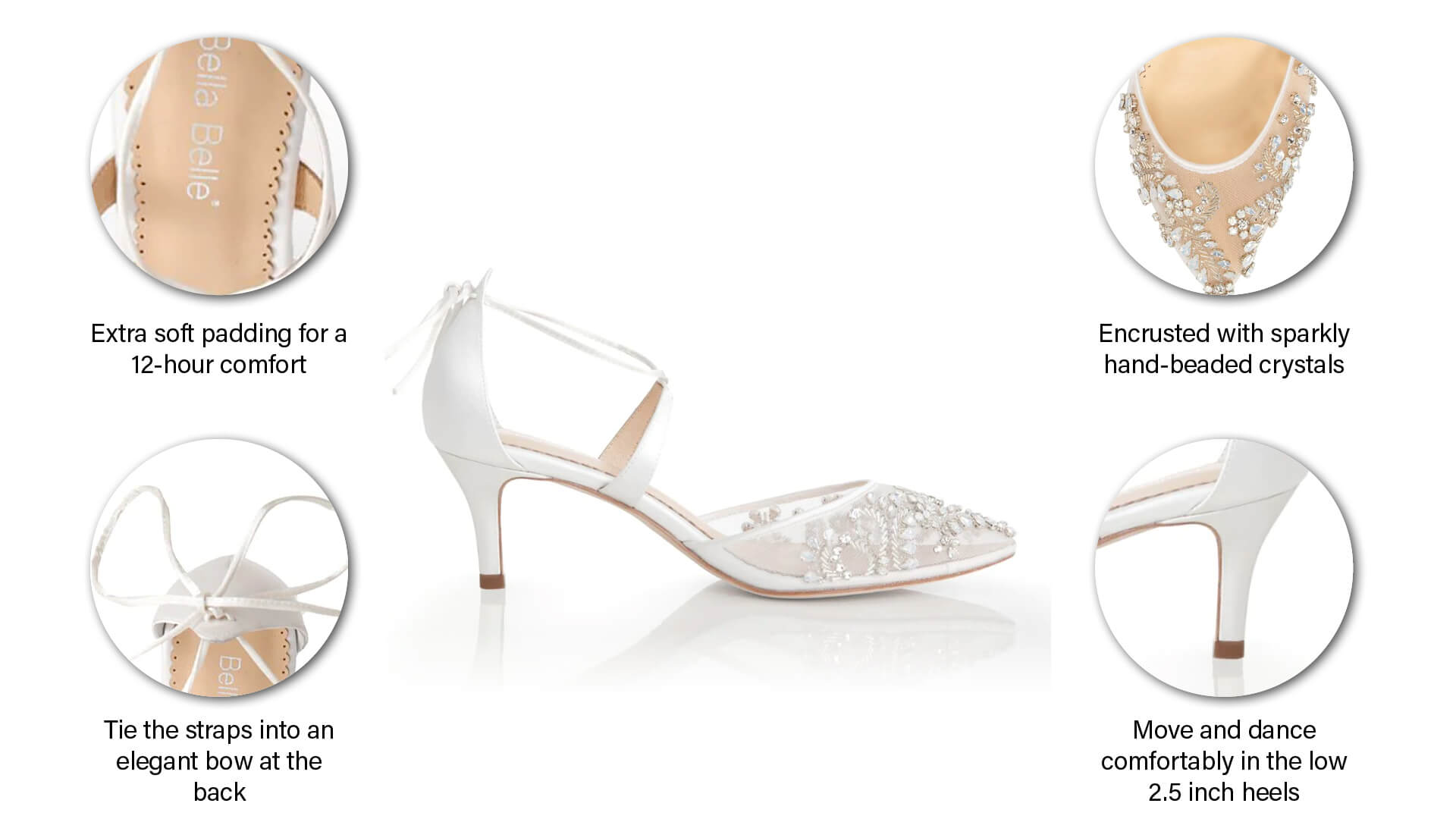 Low Heel Crystal Bridal Shoes Frances Ivory Bella Belle