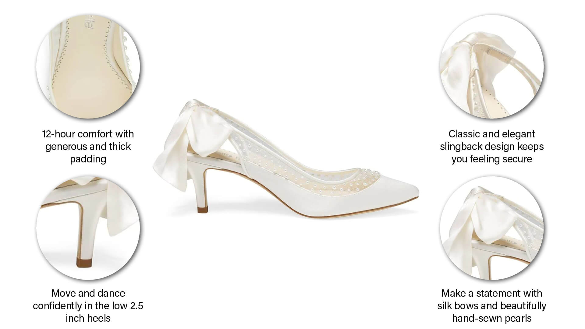 Ivory White Glass Block Heels 7cm by Aveda Footwear | Bridestory Store