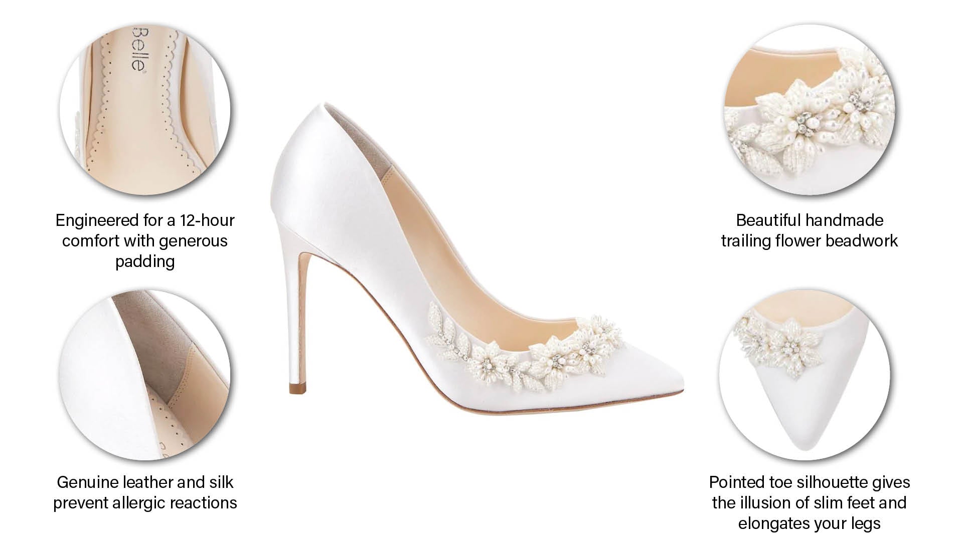 Jasmine 3D Pearl Sculpture Floral Wedding Shoes Bella Belle