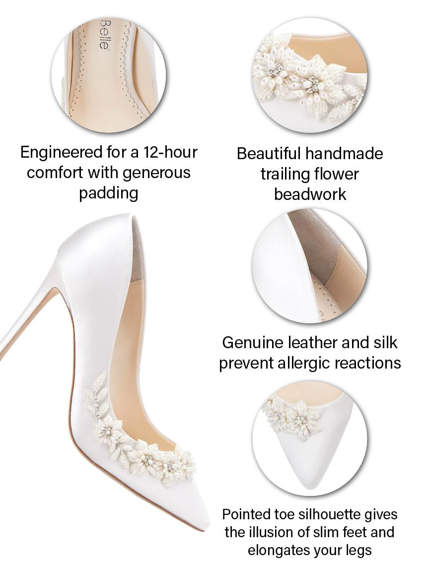 Jasmine 3D Pearl Sculpture Floral Wedding Shoes | Bella Belle