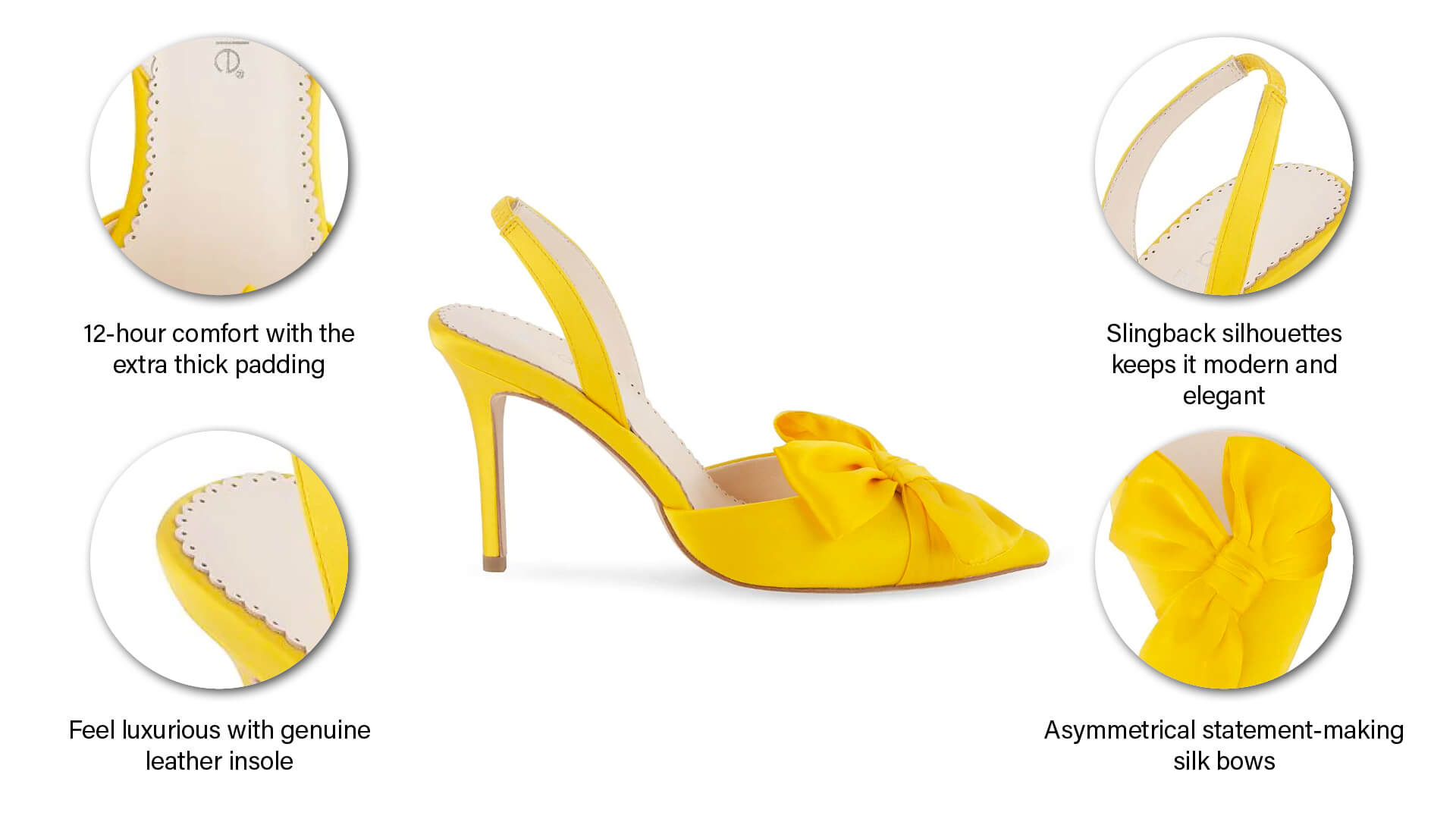 Yellow Slingback Heels with Asymmetric Bow Bella Belle