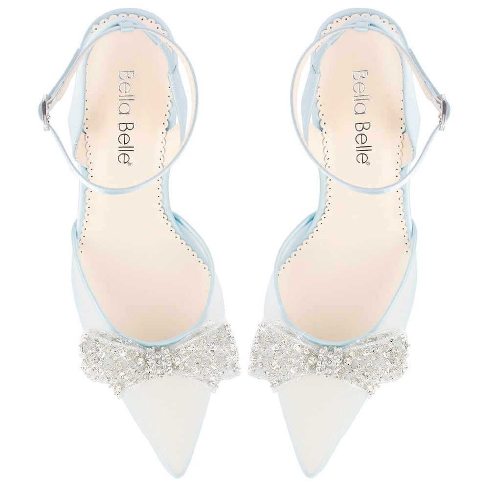 Blue wedding shoes low fashion heel