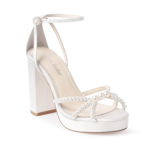 bella belle shoes lola Open Toe Strappy Pearl Platform Heels