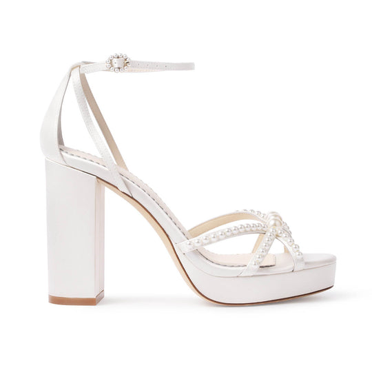 bella belle shoes lola Open Toe Strappy Pearl Platform Heels