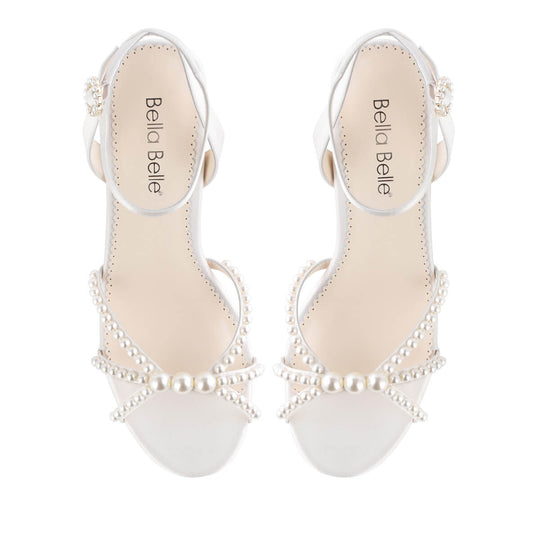 bella belle shoes lola Open Toe Strappy Pearl Platform Heels