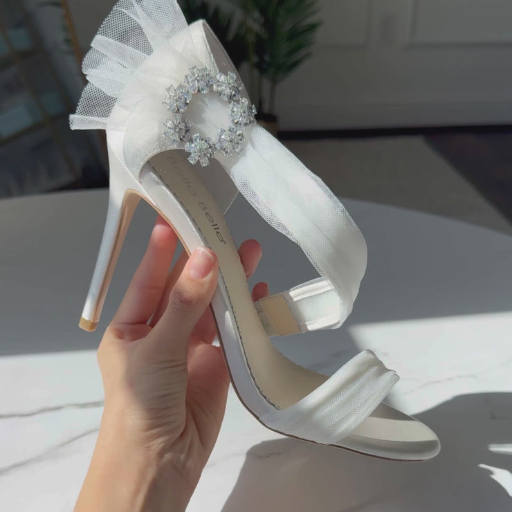 Embellished tulle wedding top shoes , bridal shoes, bride shoes , tulle shoes , handmade bride shoes