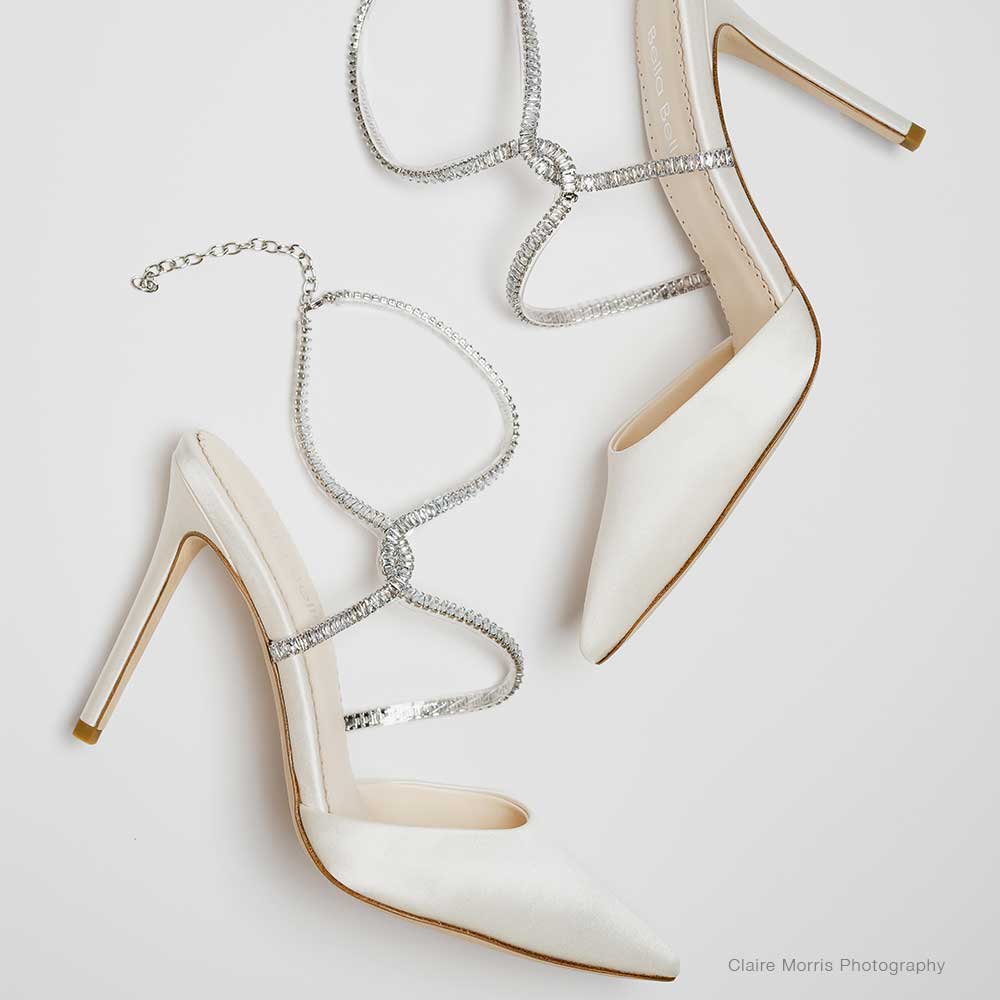 Crystal Strappy Heels in Ivory Bella Belle