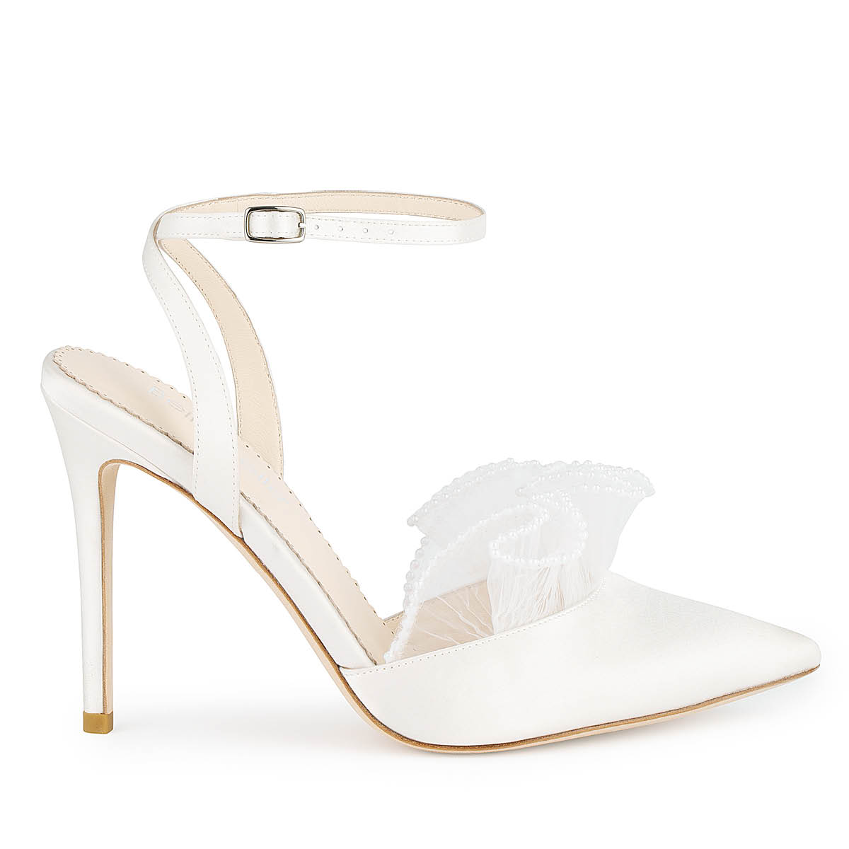 White clearance ruffle heels