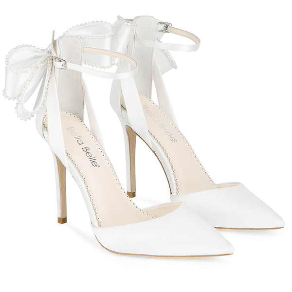 Satin Ivory White bride woman wedding shoes high heels peep | eBay