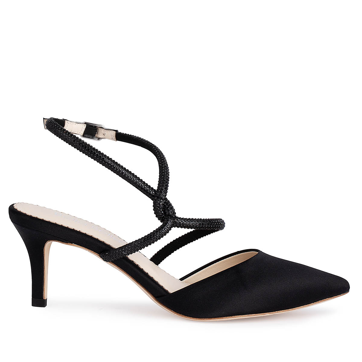 Black strappy hotsell low heel shoes