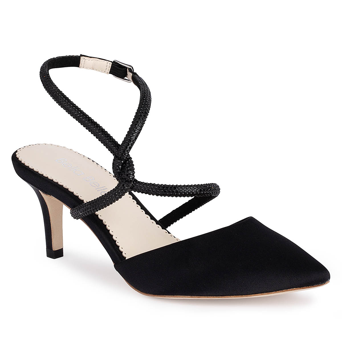 Women's Sandals With Low Heels With Ornaments Black Benicio