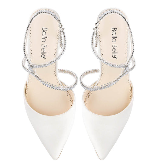Crystal Strappy Heels in Ivory | Bella Belle
