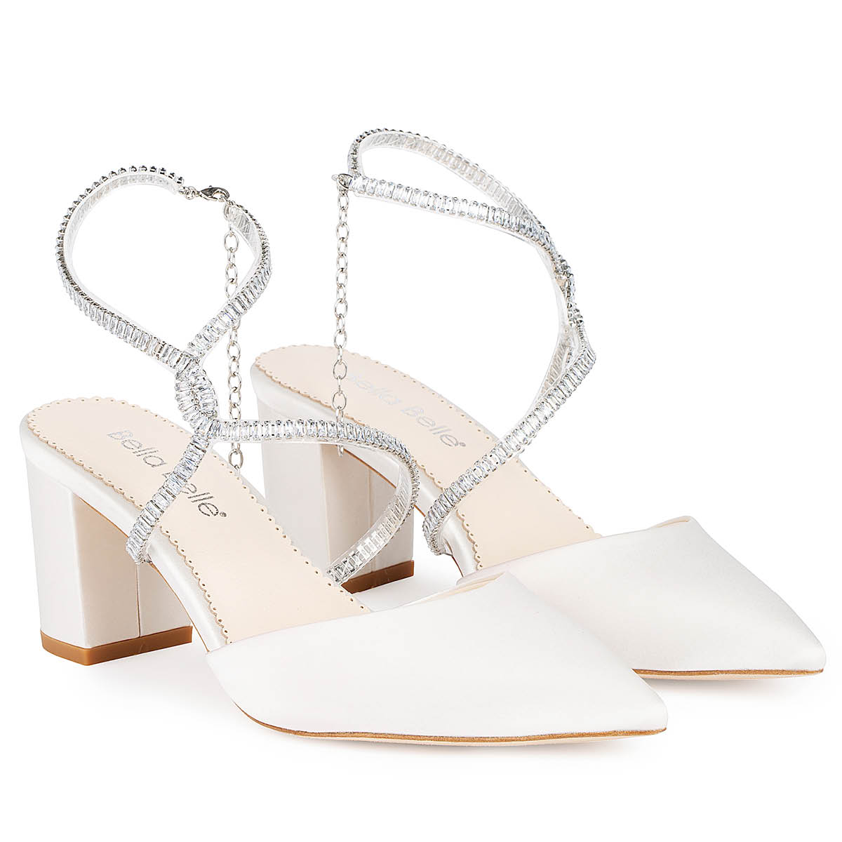 Light Blue Satin Block Heel with Ankle Strap - Bridal Shoes, Bridesmaids  Shoes, Brides Shoes