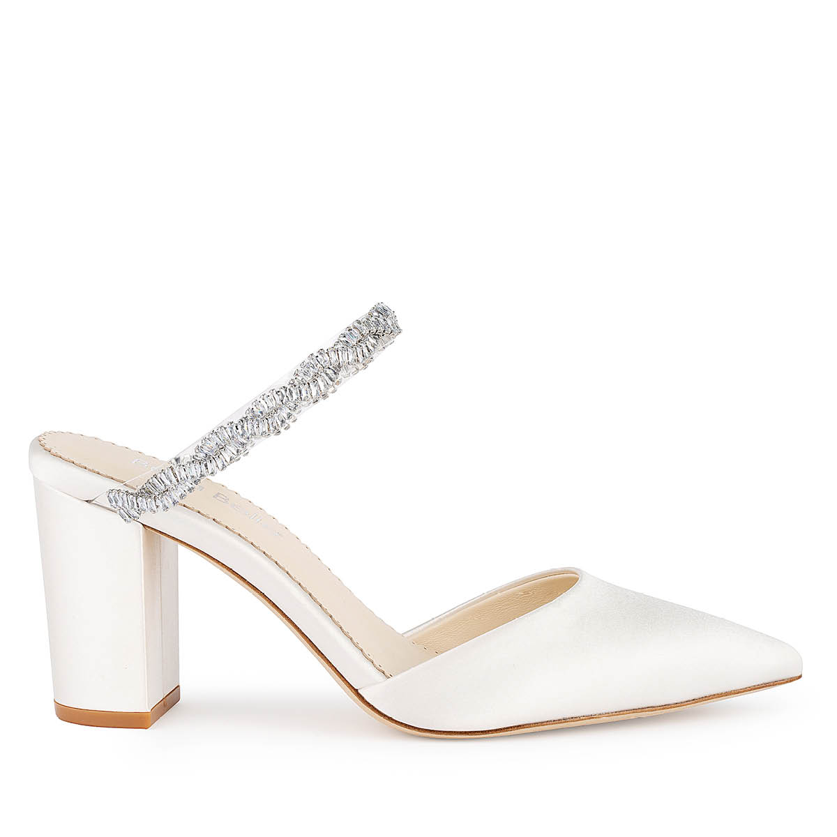 Ivory Bridal Mules with Crystal Strap Detail Bella Belle