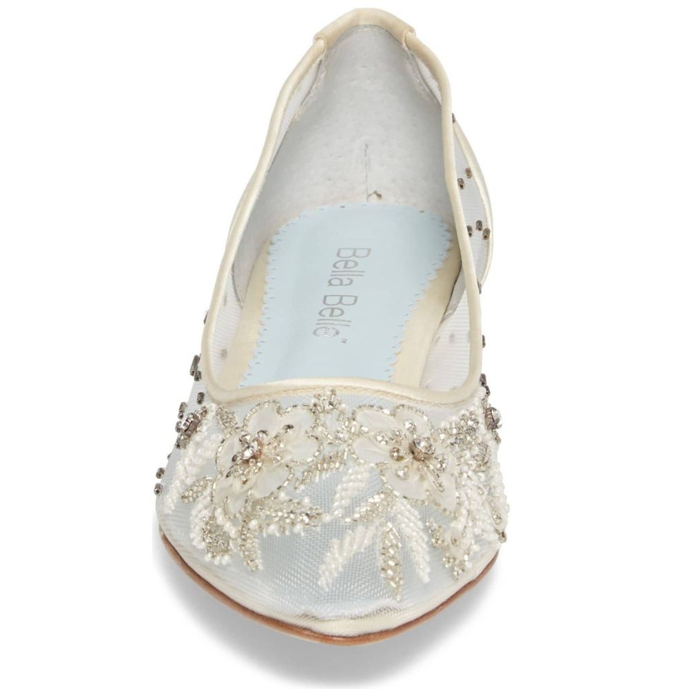 Transparent Beaded Cinderella Flats with Blue Insole