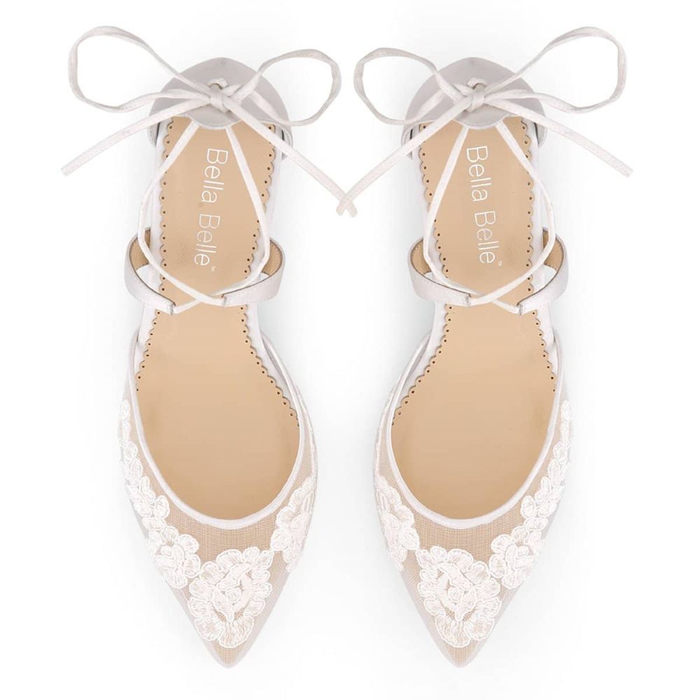 Floral Ivory Lace Kitten Heels - Amelia | Bella Belle