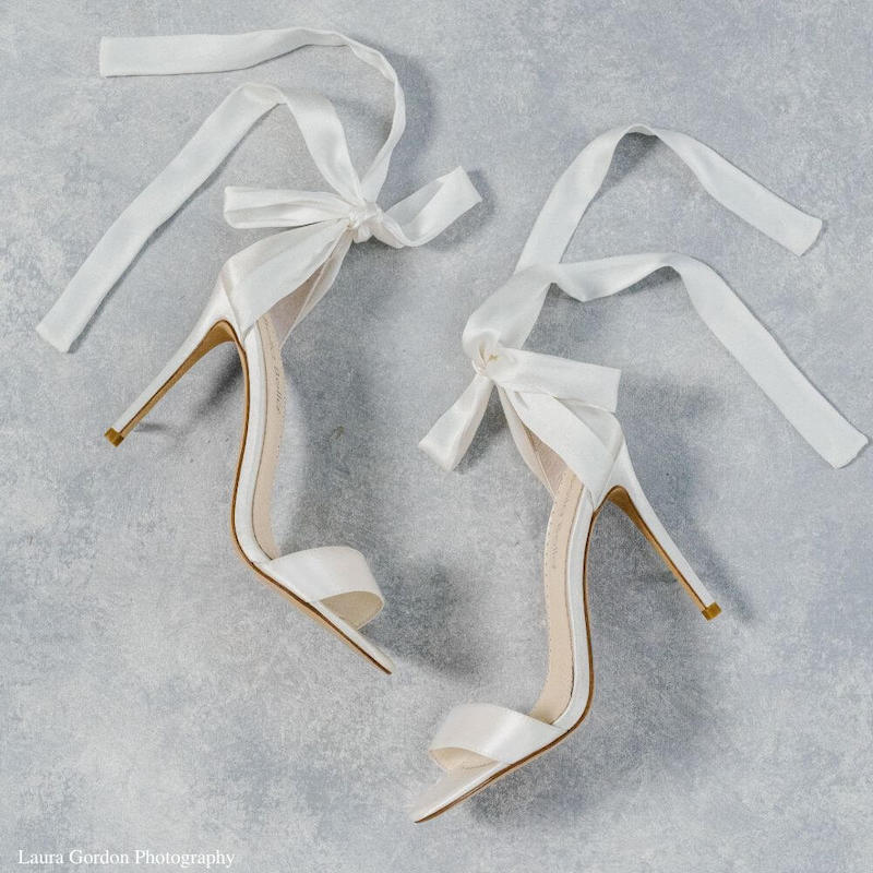 White strappy wedding discount shoes