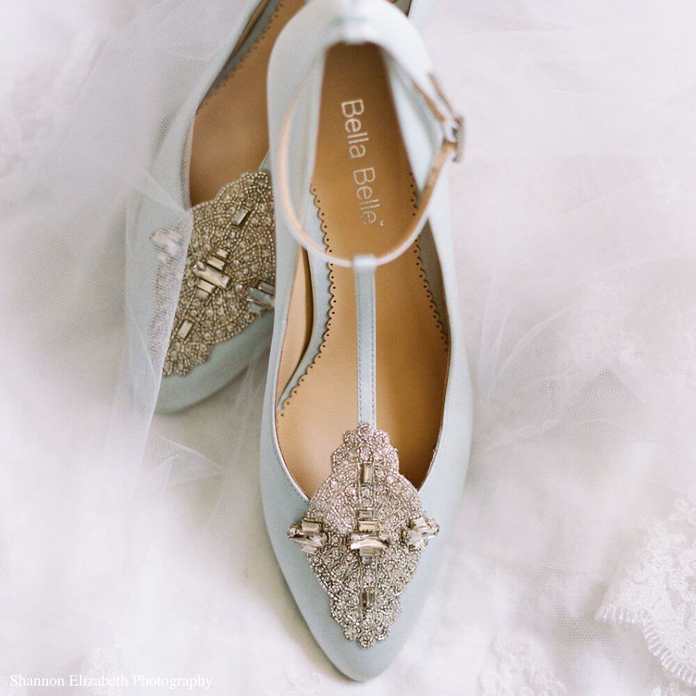 Art Deco Wedding Shoes Annalise Blue Vintage Bridal Heels