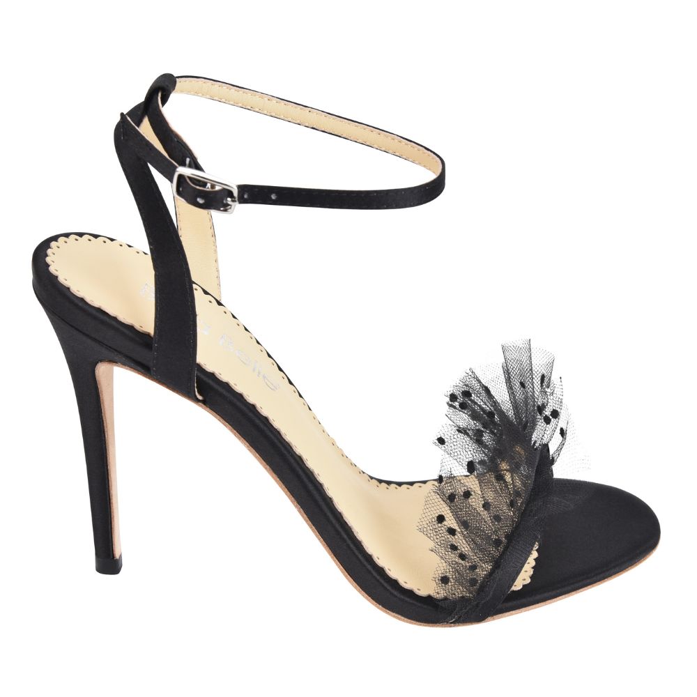 Tulle Stiletto Ankle Strap Heels US5 / EU35 / UK2.5 / Black