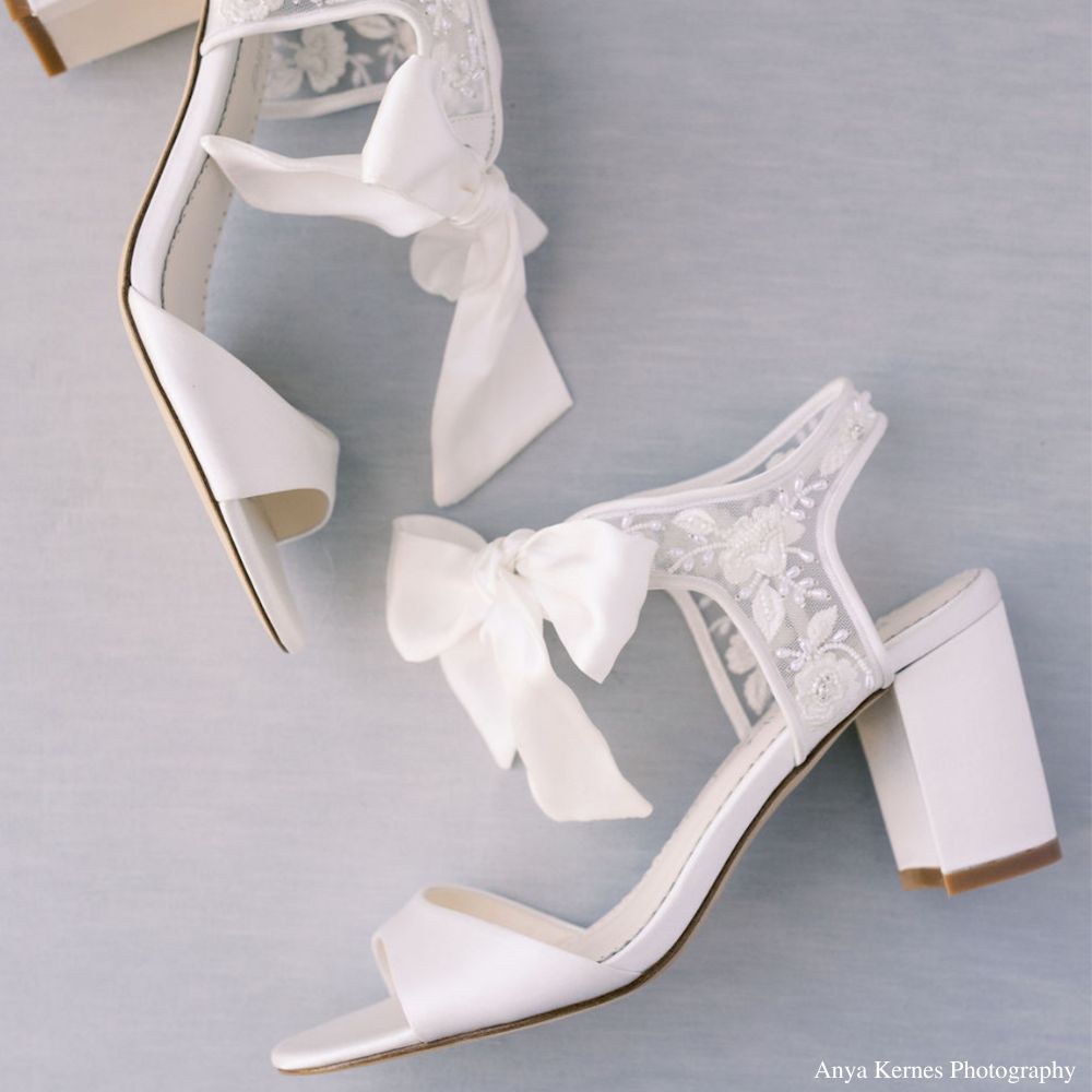 White block clearance heel wedding shoes