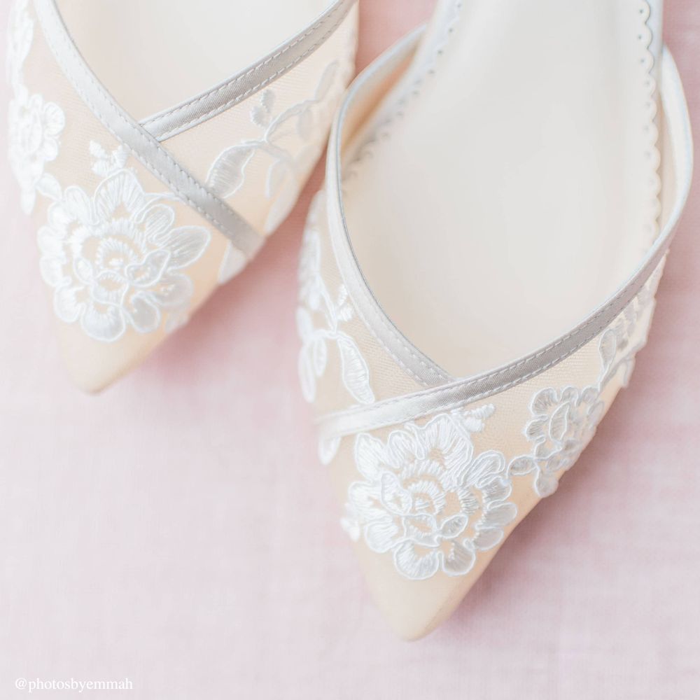 D Orsay Nude Lace Wedding Flats 6 Nude