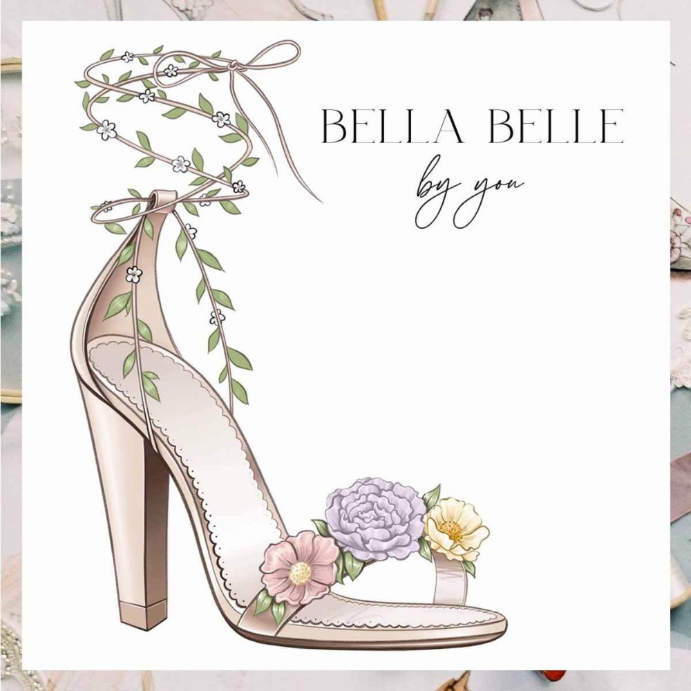 Blush Block Heels with 3D Flowers for Garden Weddings