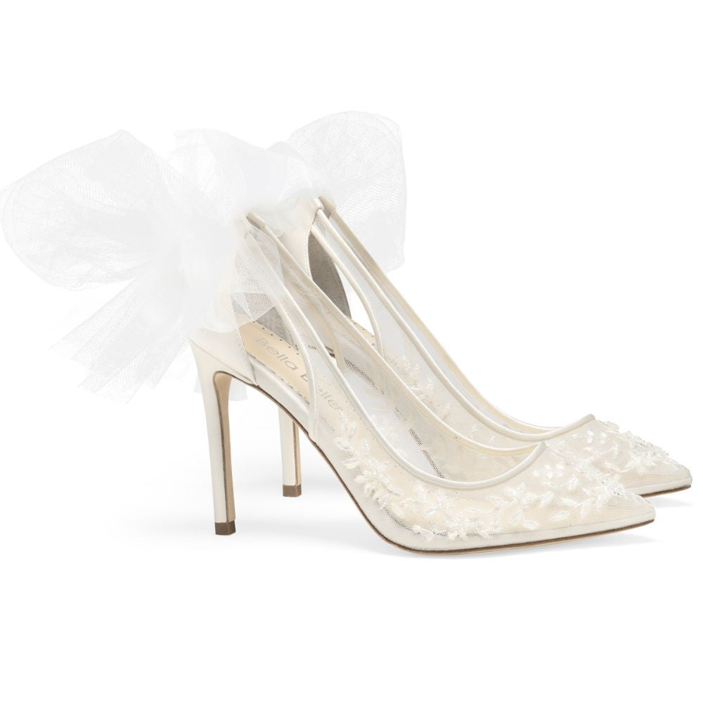bella belle shoes edna floral beaded lace wedding heel with tulle bow edna ivory 1
