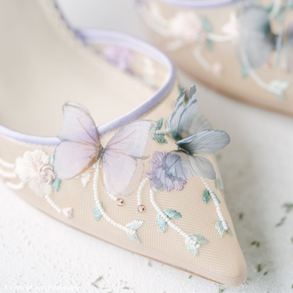 Lavender Butterfly Block Heels Eliza Bella Belle