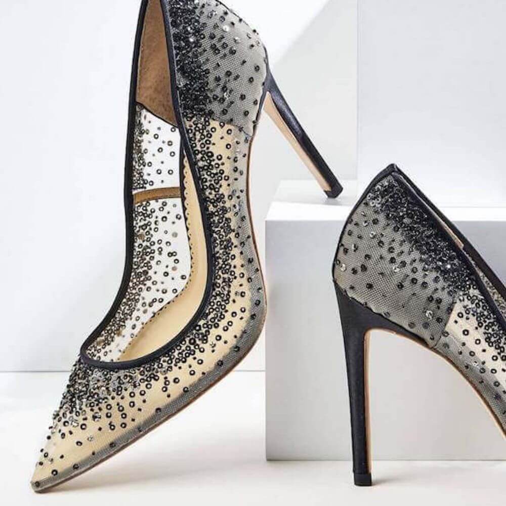 Buy SHOETOPIA Shoetopia Embellished Sequence Detailed Black Platform Heels  For Women & Girls | Shoppers Stop