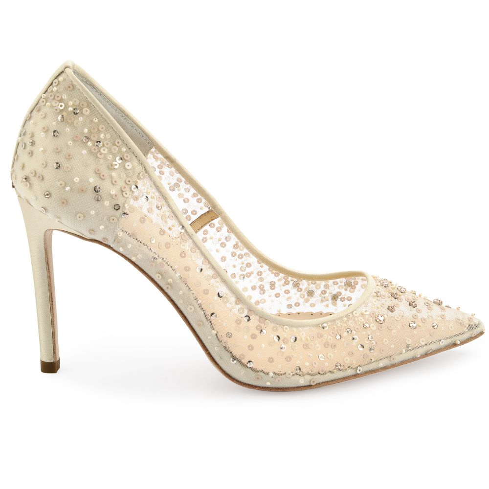 Elsa Crystal Embellished Nude Sparkly Heels | Bella Belle