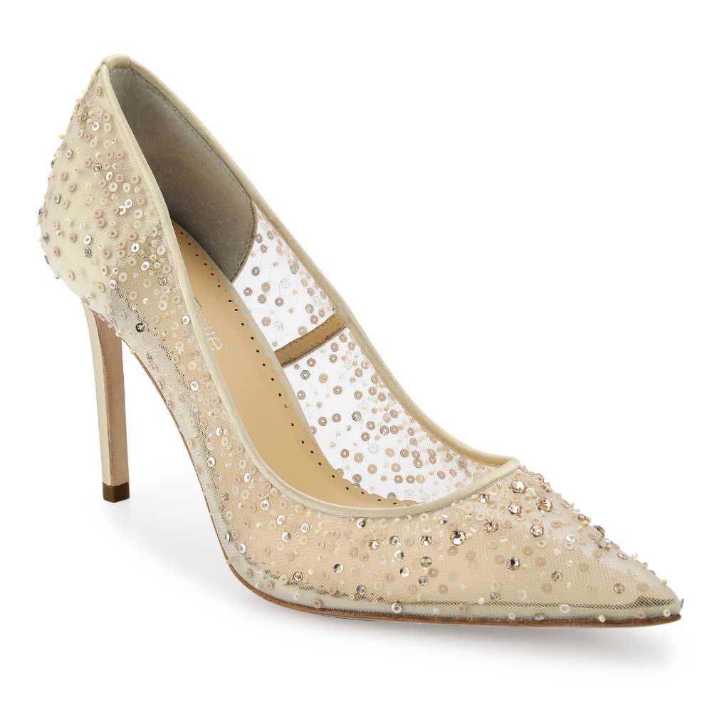 Elsa Crystal Embellished Nude Sparkly Heels | Bella Belle