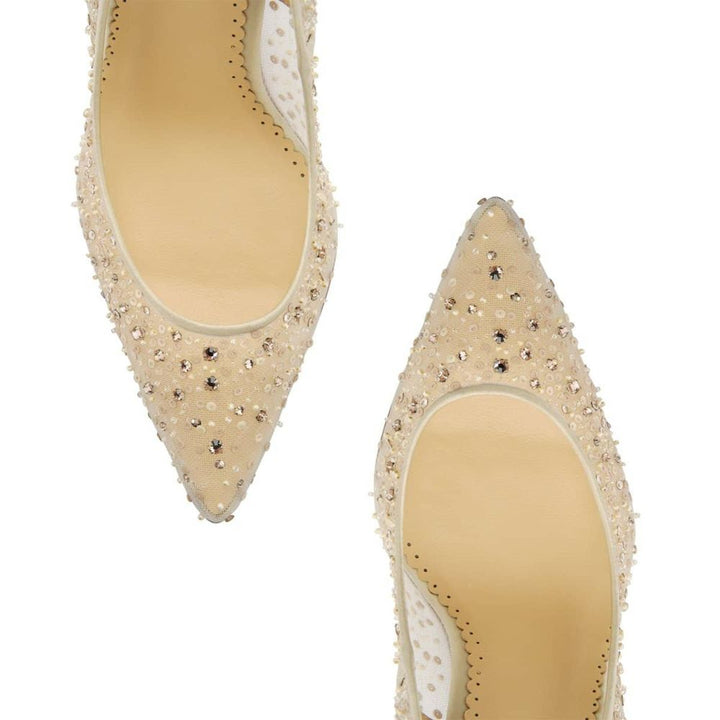 Elsa Crystal Embellished Nude Sparkly Heels | Bella Belle