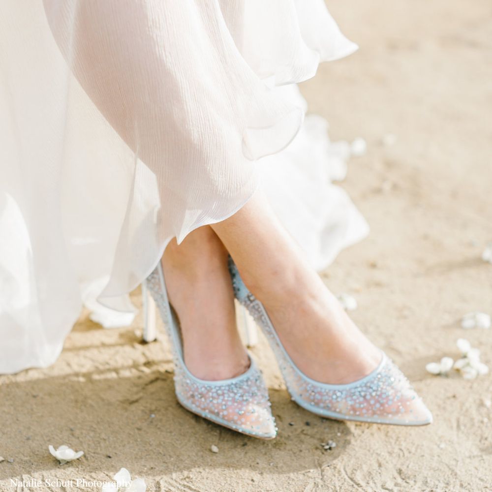 Something Blue Cinderella Wedding Heels / Blue Sequin Pumps for Evening  Wear US6 / EU36 / UK3.5 / Blue