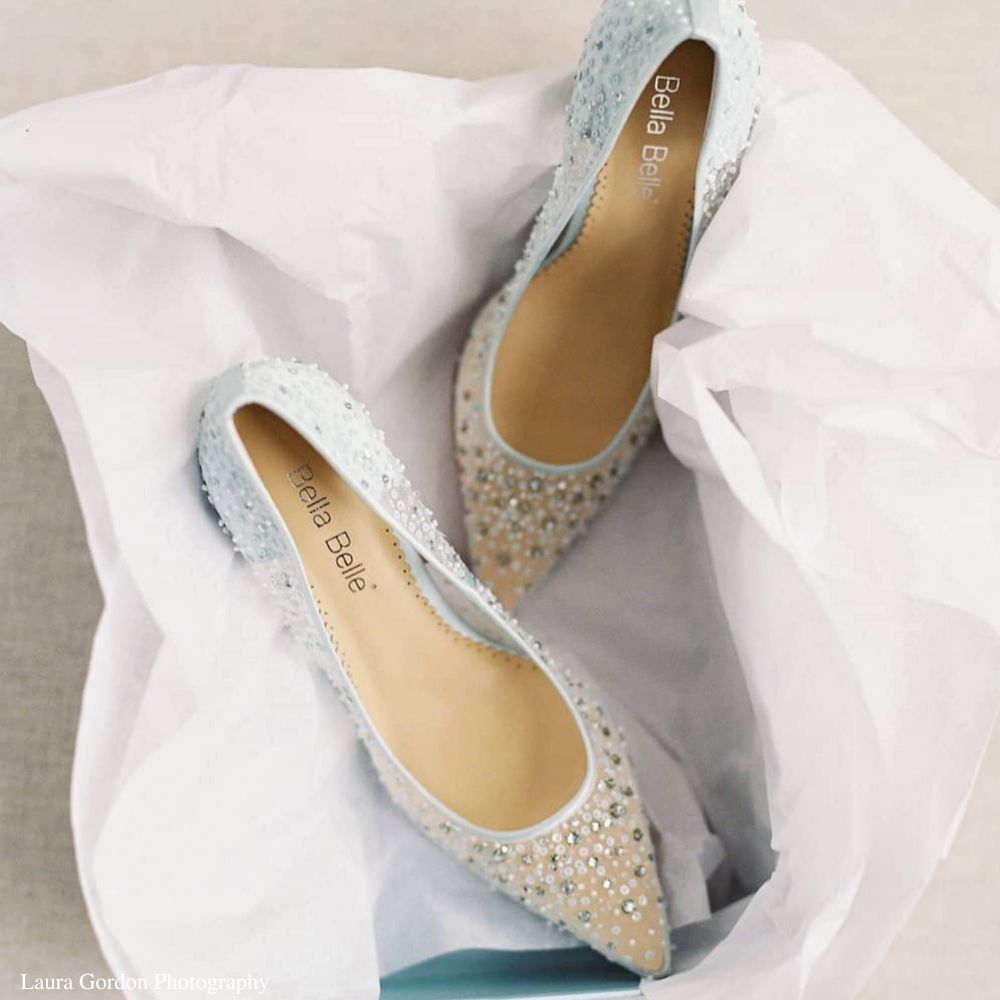 Something Blue Cinderella Wedding Heels / Blue Sequin Pumps for Evening  Wear US6 / EU36 / UK3.5 / Blue