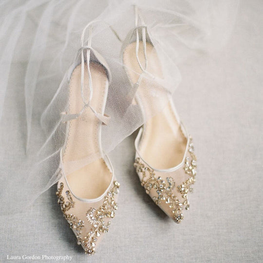 Frances Low Champagne Heels - Elegant Gold Kitten Heels