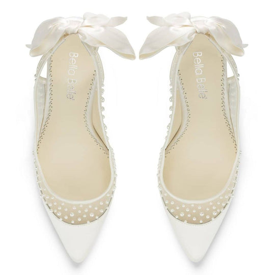 Gabrielle Pearl Slingback Wedding Shoes with Bow