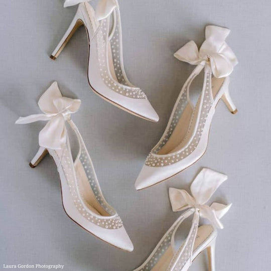 Gabrielle Pearl Slingback Wedding Shoes with Bow