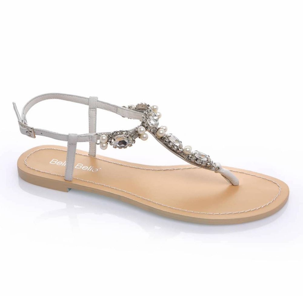 Rainbow Club Kendall Pearl Detail Wedding Flat Sandals, Ivory Satin at John  Lewis & Partners