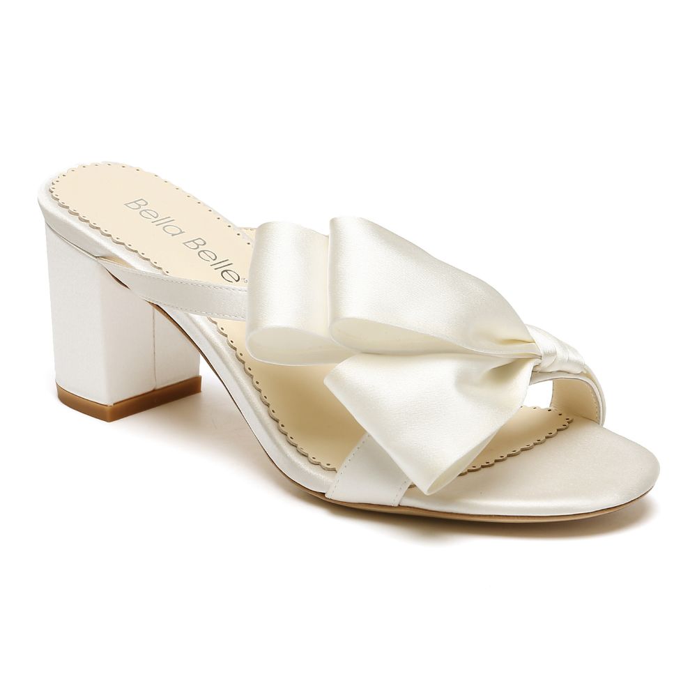 White mules block clearance heel